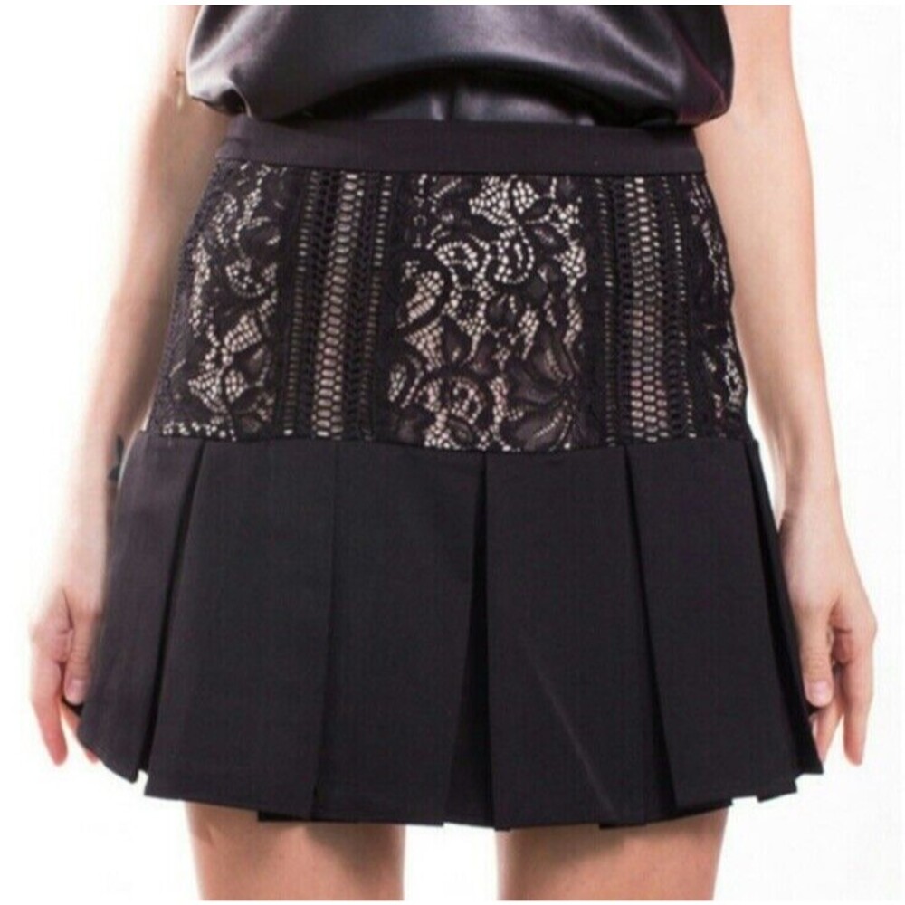 NEW Endless Rose Black Lace Skater Pleated Skirt Women's Size Small